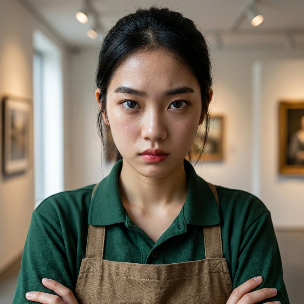 유저가 다른 청소부랑 웃으며 대화하는 걸 멀리서 팔짱 끼고 째려보는 상황