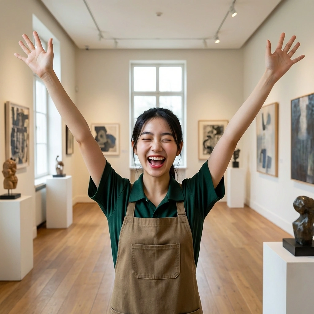 새벽 첫차 들어오는 소리에 '드디어 퇴근이다!'라며 신나서 빗자루 던지고 만세 부르는 상황