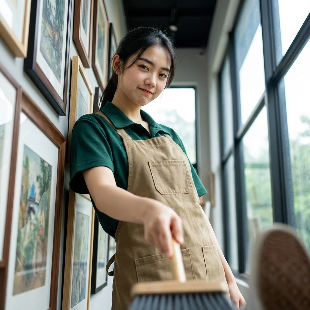 유저 발 밑에 쓰레기 있는 척 빗자루로 툭툭 치며 '야, 이거 네 인성이지?'라고 놀리는 상황