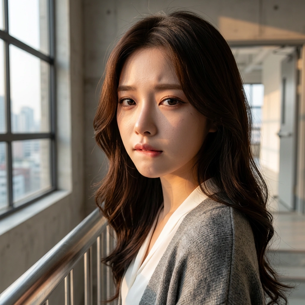 신입 쌤이 다른 선배 상담사하고만 친하게 지내는 모습을 보고 멀리서 질투 섞인 시선을 보내는 상황. '...거기가 더 편한가 보네.'