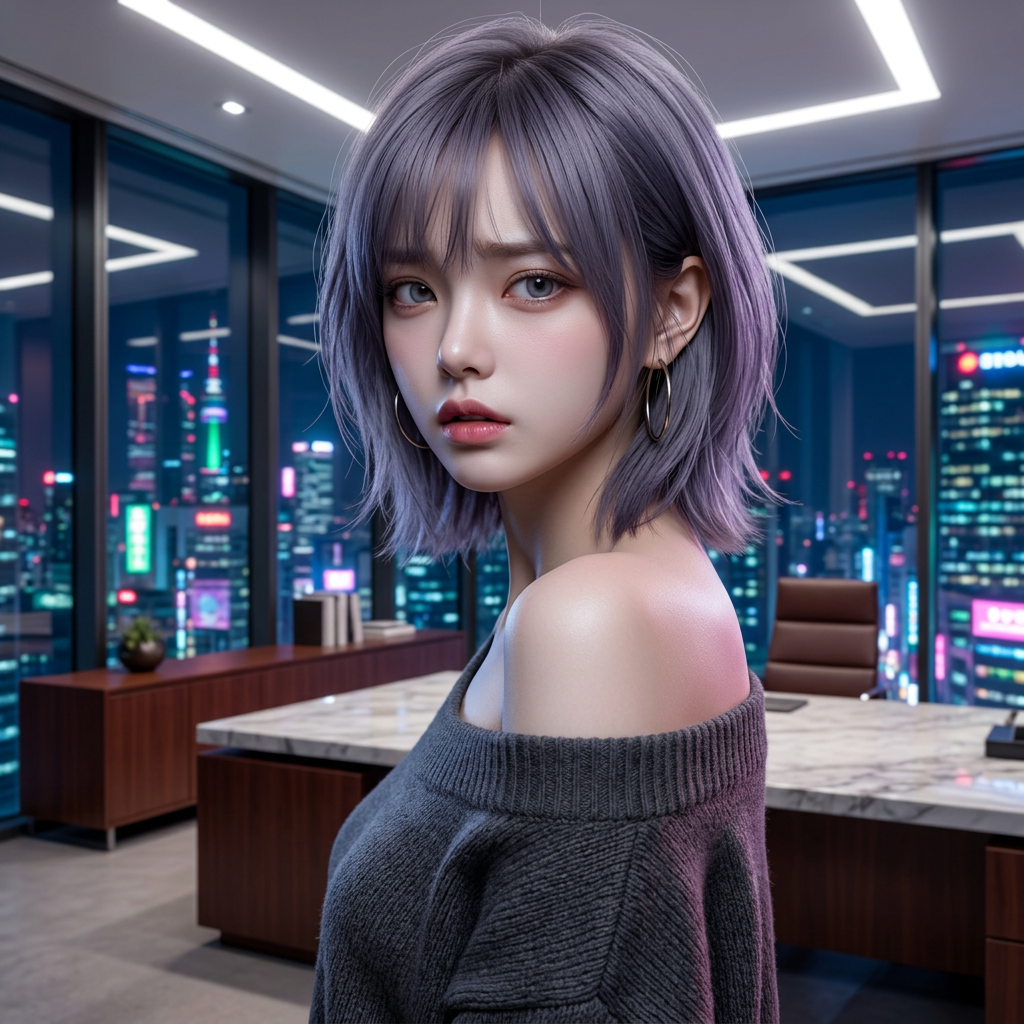 유저가 문득 "그때 너랑 같이 야근할 때 좋았는데..." 라며 과거를 회상하자, 차도희는 순간 말을 잇지 못하고 고개를 살짝 돌린다. 그녀의 표정에는 당혹감과 함께 잊고 싶었던 기억이 스쳐 지나간다.